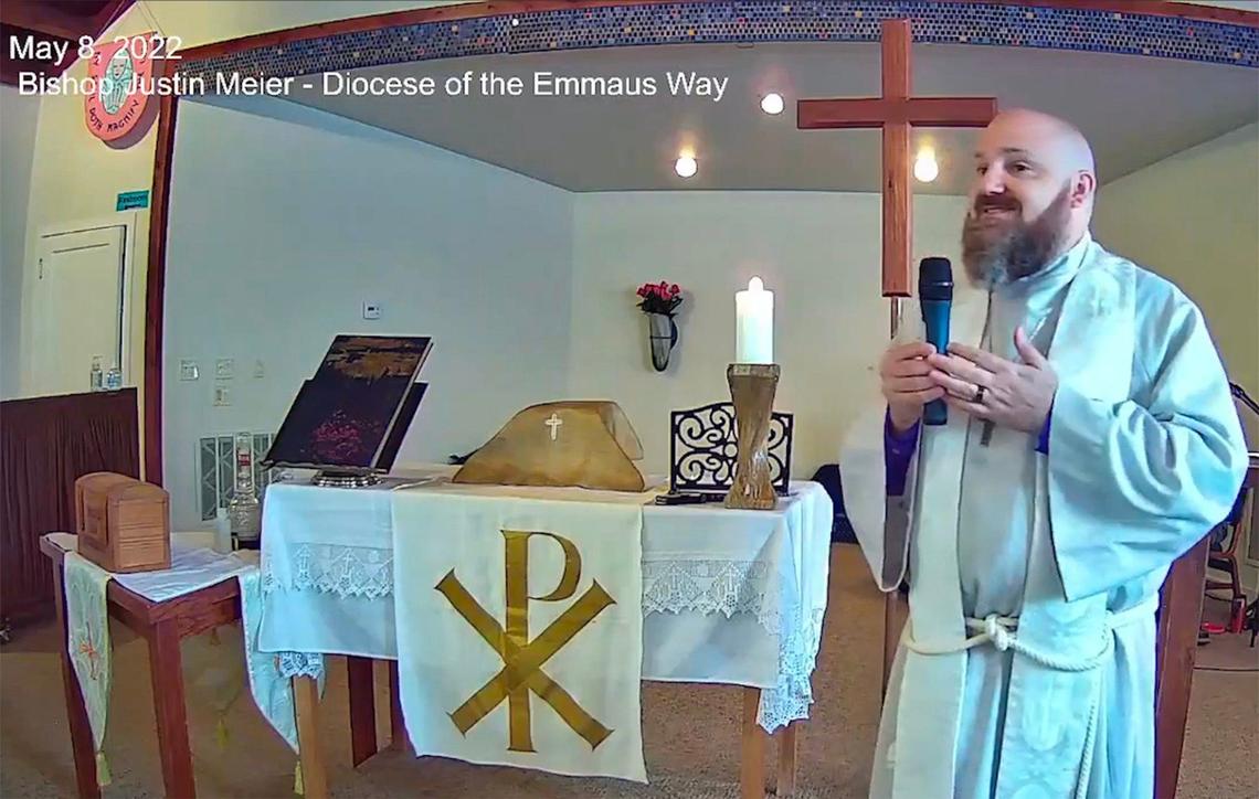 Pastor Justin Meier speaks at a 2022 incardination ceremony recorded on Facebook. “He was, literally, one of the most down-to-earth, charismatic, empathetic guys or souls you would ever meet,” his sister Kelbi Stierwalt said. Meier took his life just before Christmas of 2023 amid allegations of fraud and sexual abuse.