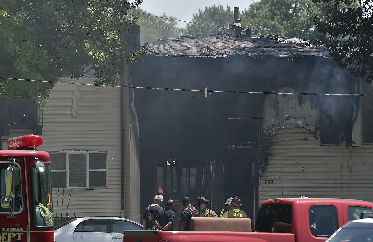Residents of the College Park Townhomes apartment complex in the 700 block of North 70th Terrace in Kansas City, Kan., say they heard an explosion before a fire forced them to evacuate Saturday morning. Fire crews worked into the afternoon.