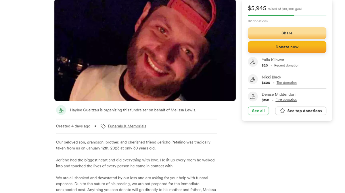 A GoFundMe page made after Jericho Petalino’s death