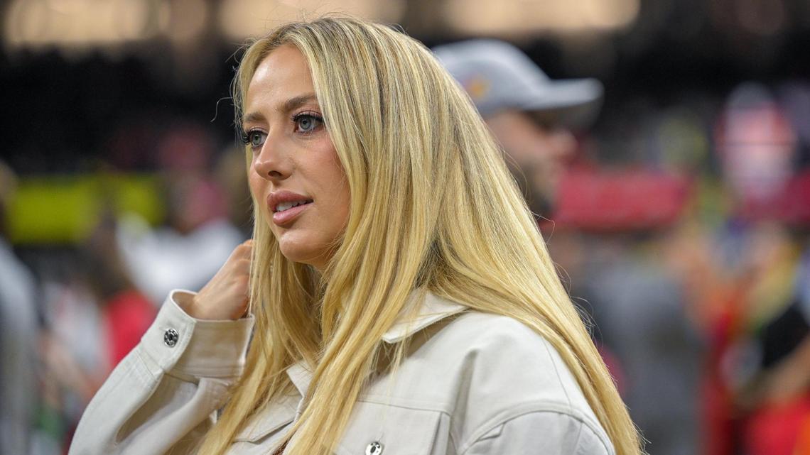 Brittany Mahomes was on the sidelines before the start of Super Bowl LIX on Sunday, Feb. 9, 2025, in New Orleans.