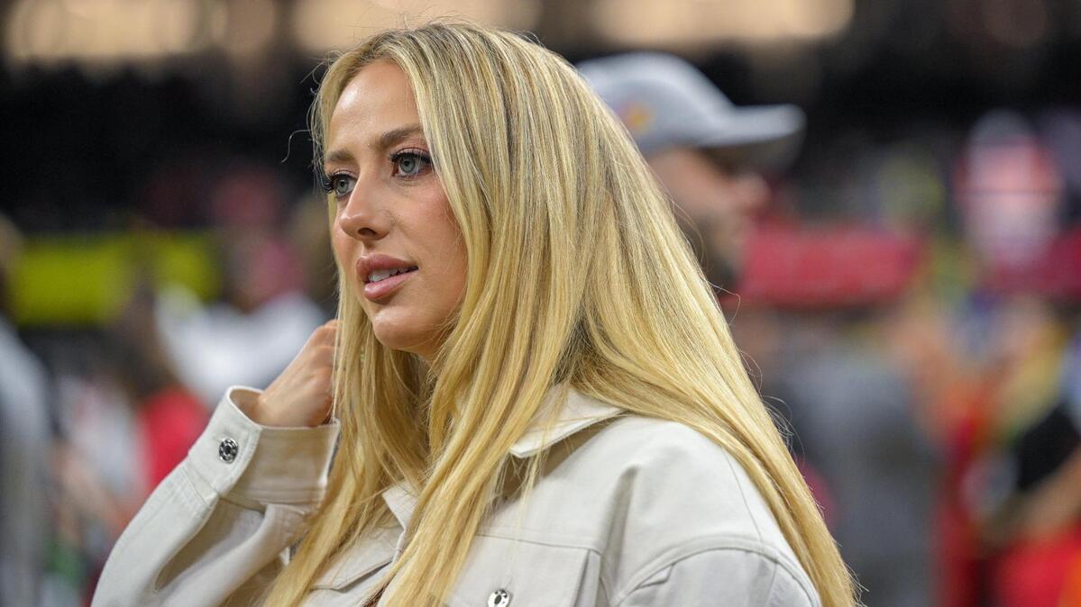 Brittany Mahomes was on the sidelines before the start of Super Bowl LIX on Sunday, Feb. 9, 2025, in New Orleans.