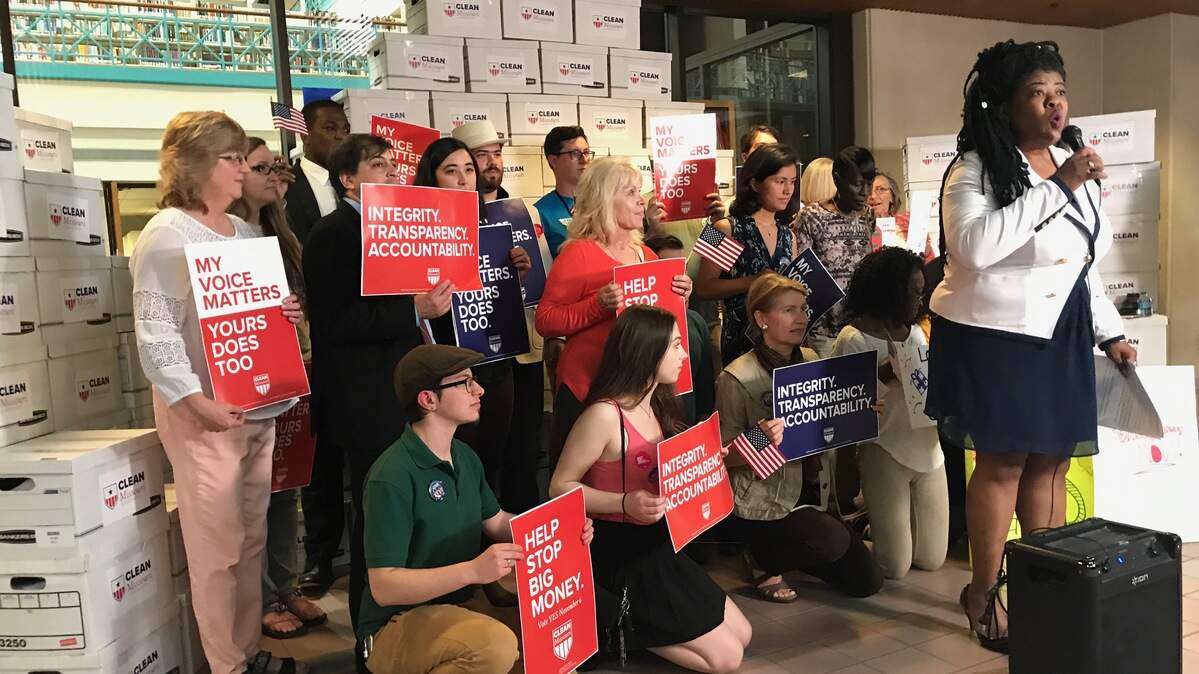 Cassandra Gould, a reverend at the Quinn Chapel AME Church in Jefferson City and executive director of Missouri Faith Voices, spoke  at a news conference in May for Clean Missouri, a slate of ethics reform proposals that activists want to put on the ballot this fall.