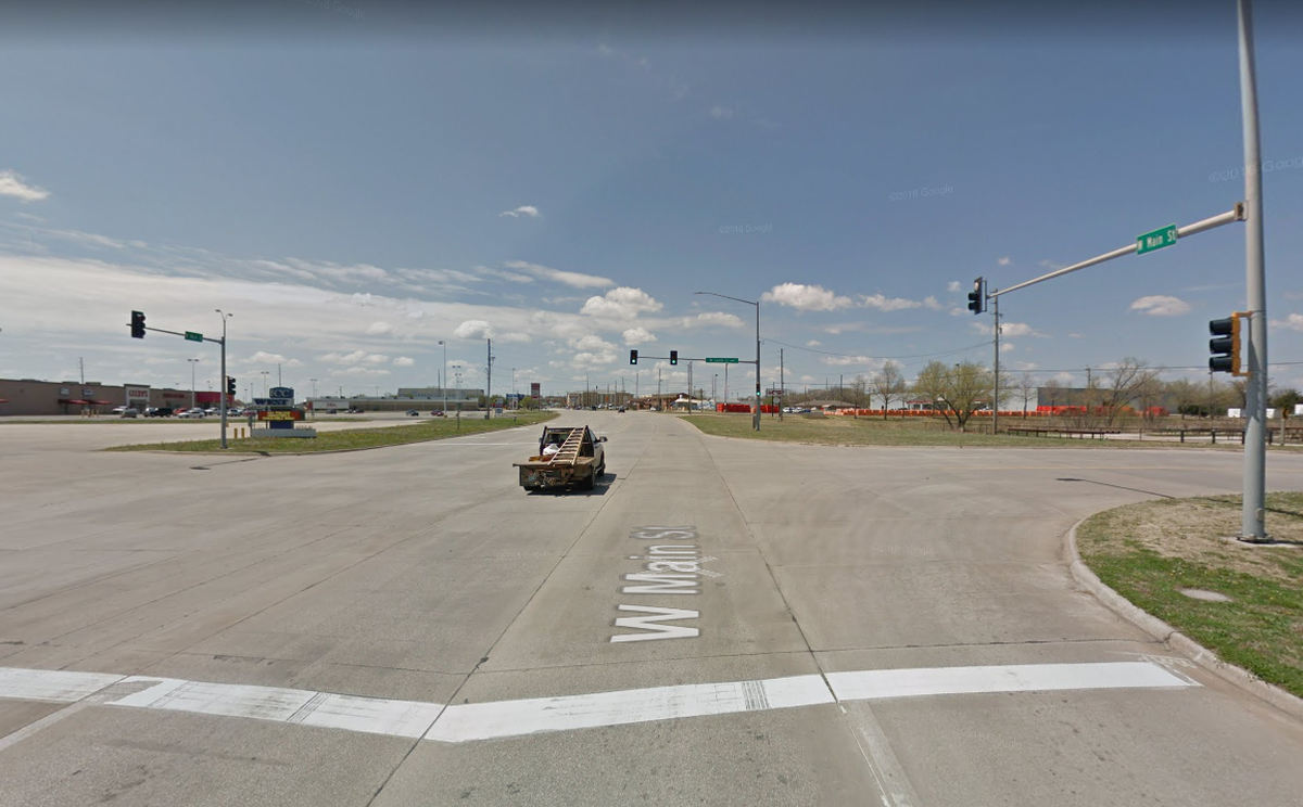State law enforcement officials are investigating the shooting of a woman Saturday at Laurel and Main streets in Independence, Kansas. This Google Maps Street View image shows the area.
