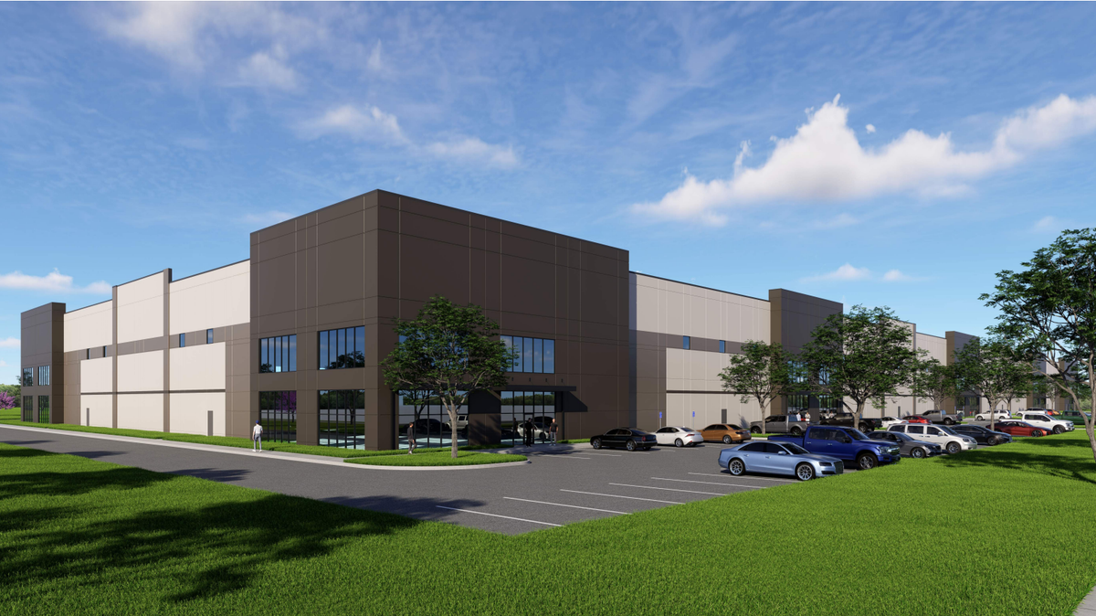 Rendering of the Aspen Industrial Land Fund I LLC warehouse, proposed to be built southeast of 167th Street and Hedge Lane.