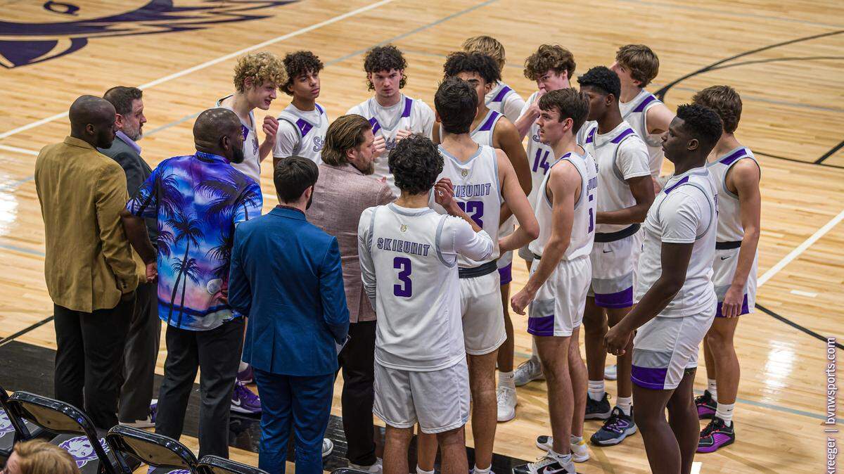 The Blue Valley Northwest boys basketball team during a game in the 2023-24 season.