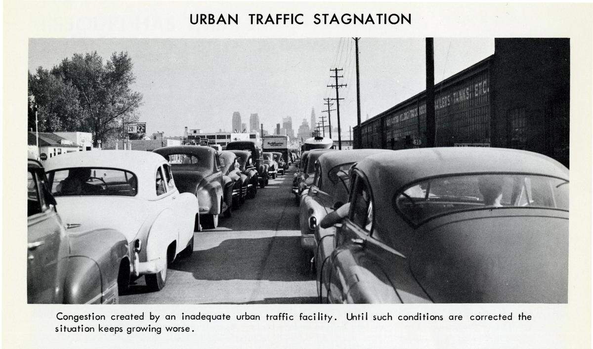 In the 1940s and ’50s, city planners urgently sought solutions to the growing traffic congestion brought on by the post–World War II automobile boom.
