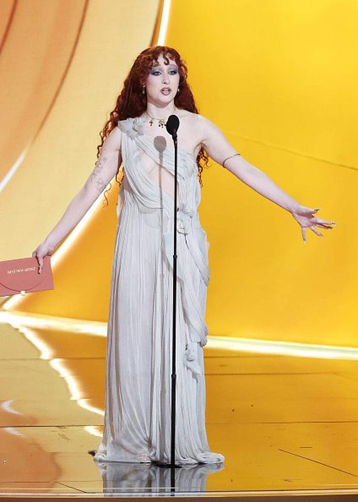 Chappell Roan speaks onstage during the 68th Grammys Sunday at Crypto.com Arena in Las Angeles.