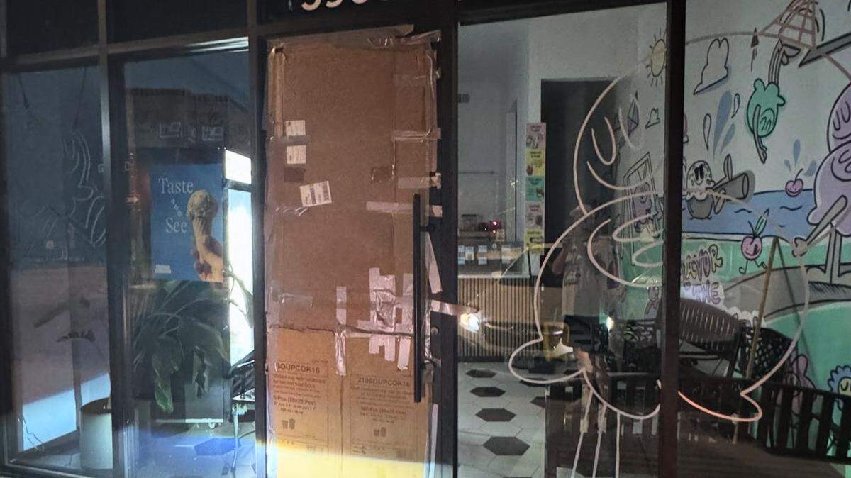 The French Custard’s glass front door was smashed early Monday morning in an attempted burglary.
