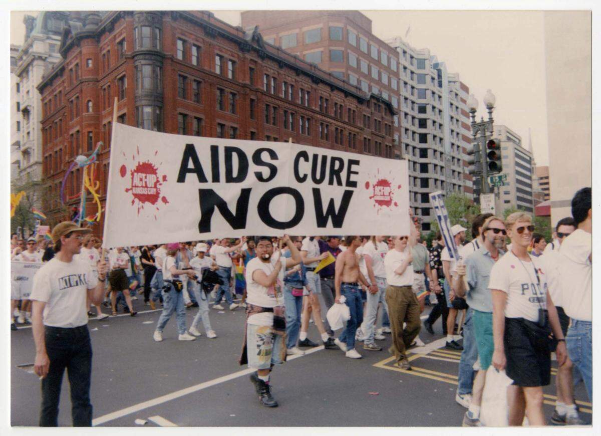 Members of ACT-UP/KC in the 1993 March on Washington for Lesbian, Gay, and Bi Equal Rights and Liberation in Washington, D.C.