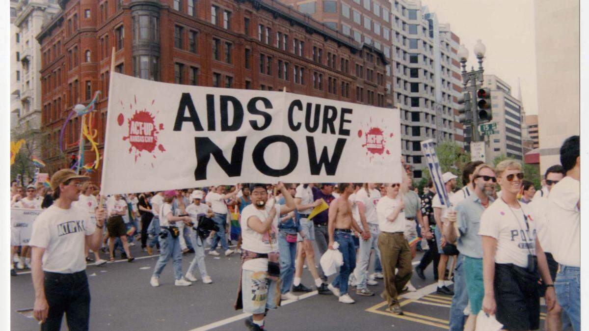Members of ACT-UP/KC in the 1993 March on Washington for Lesbian, Gay, and Bi Equal Rights and Liberation in Washington, D.C.