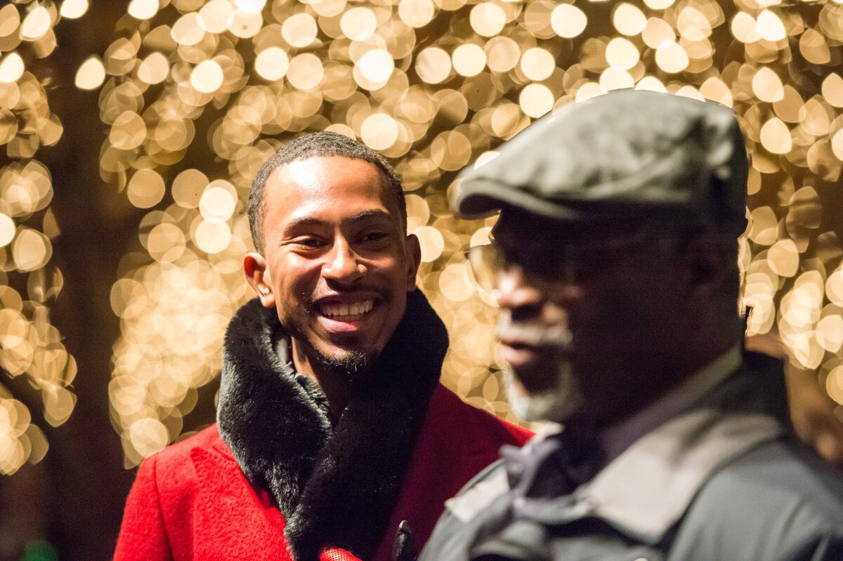 Mayor Sly James introduces Kalen Allen as a special guest during the Mayor’s Christmas Tree ceremony. “KC is proud of our own,” James said.