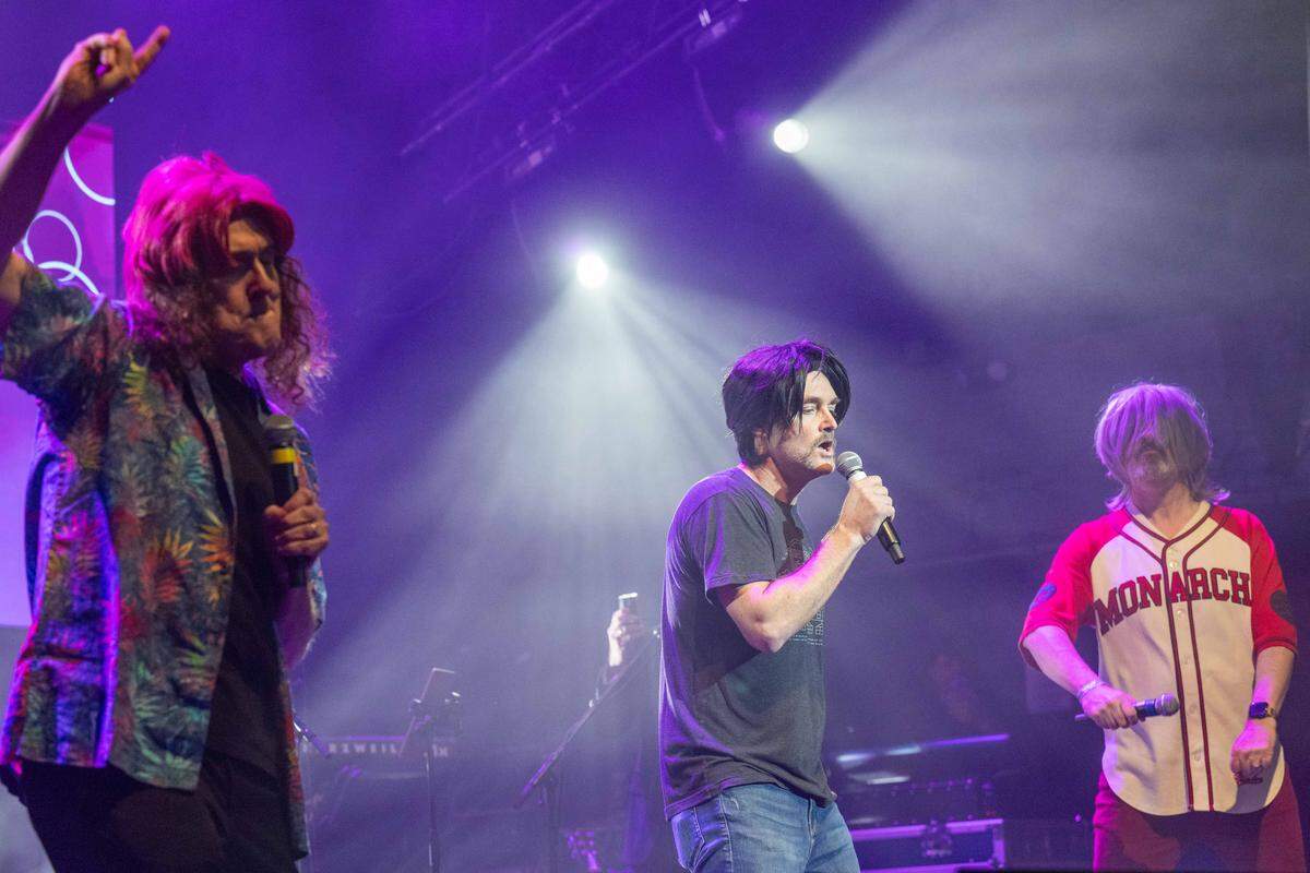 “Weird Al” Yankovic, Will Forte, and Brendan Hunt perform “Soda Pop” at Thundergong! on Saturday, Nov. 8, at Uptown Theater in Kansas City. The annual fundraiser was hosted by Jason Sudeikis and featured live music performances and moments of comedy.