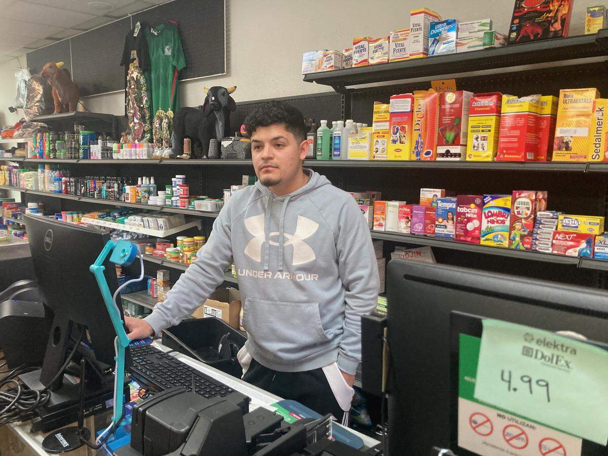 Even Hernandez, 24, inside his grocery, El Nopal 2 at 7837 Parallel Parkway. Hernandez opened the store last year, he said, to help struggling people and give back to the Hispanic community.