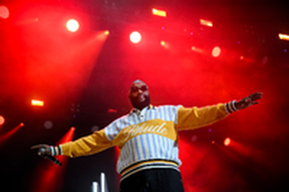 After co-hosting a chicken wing eating contest, rapper Rick Ross took to the Kelce Jam stage and performed his biggest hits.