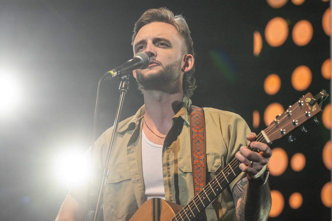 Josh Barry, a recent success story because of Steps of Faith, performs at Thundergong! on Saturday, November 8, 2025, at Uptown Theater in Kansas City. The annual fundraiser was hosted by Jason Sudeikis and featured live music performances and moments of comedy.