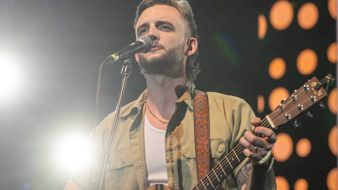 Josh Barry, a recent success story because of Steps of Faith, performs at Thundergong! on Saturday, November 8, 2025, at Uptown Theater in Kansas City. The annual fundraiser was hosted by Jason Sudeikis and featured live music performances and moments of comedy.