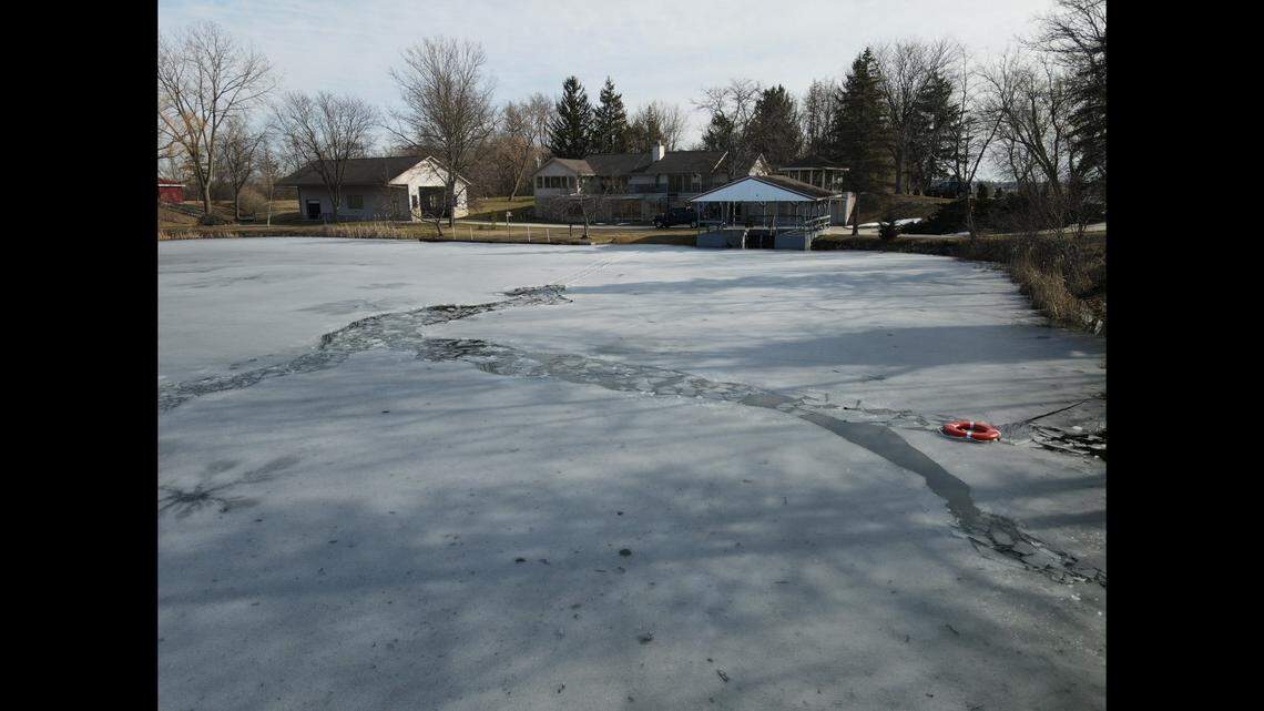 First responders rescued a Wisconsin man who fell into a frozen pond while trying to save their neighbor’s dogs, officials say.
