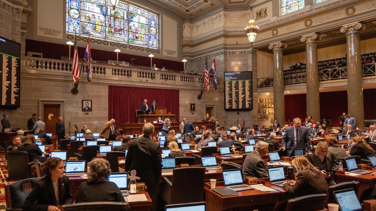 Missouri state representatives meet in the House chamber on Tuesday, March 7, 2023, at the state Capitol in Jefferson City, Mo.