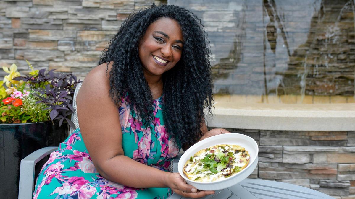 Lonita Cook of Overland Park makes a healthy frittata with broccoli, cottage cheese, turkey bacon and eggs.