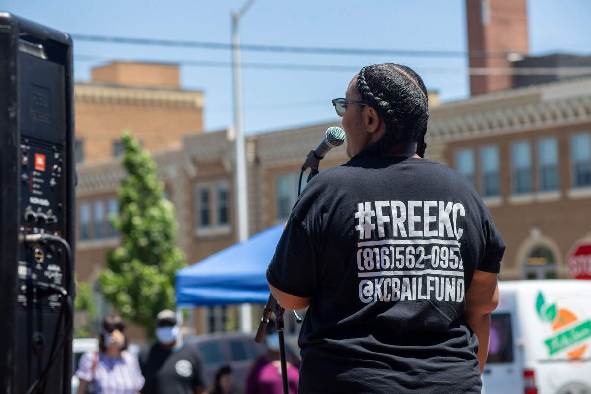 Chloe Cooper, co-founder of the KC Community Bail Fund, spoke at a recent event.