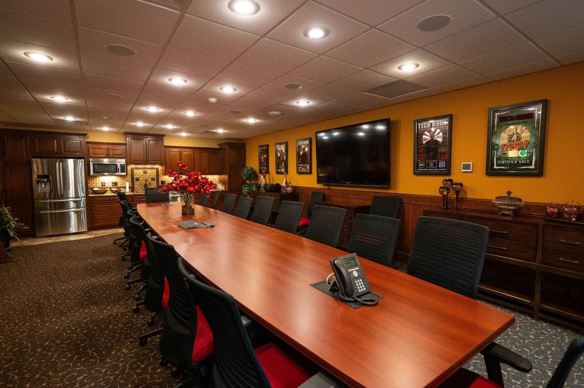 Strange Land Recording Studios features several kitchens, boardrooms, and offices. President and CEO Travis O’Guin says he wants workers to be comfortable at Strange Land because it will allow them to work more efficiently.