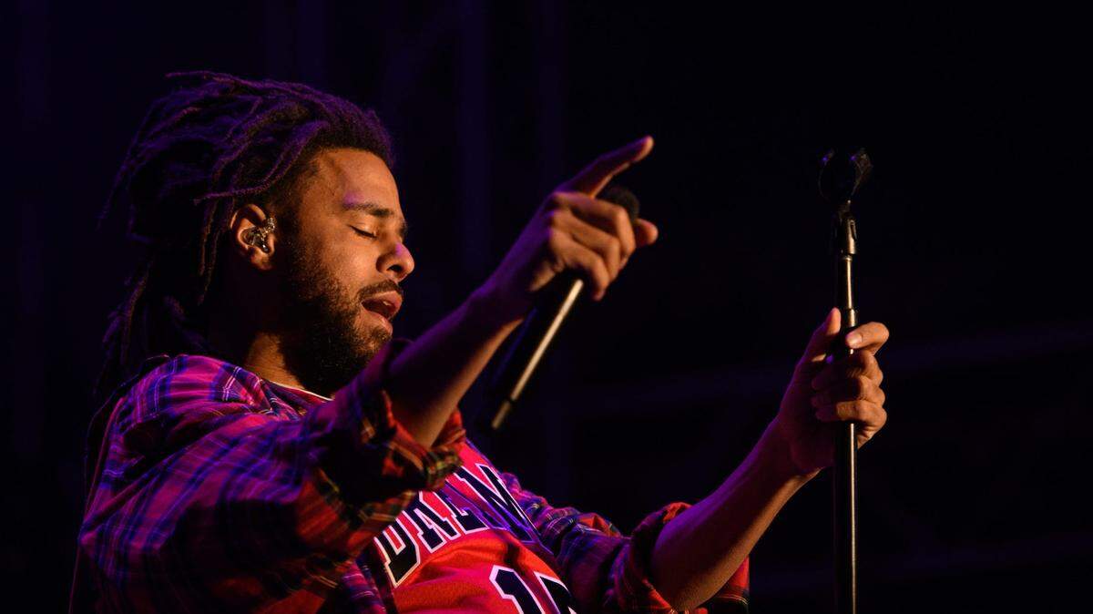 J. Cole performs at the Dreamville Festival on Sunday, April 3, 2022.