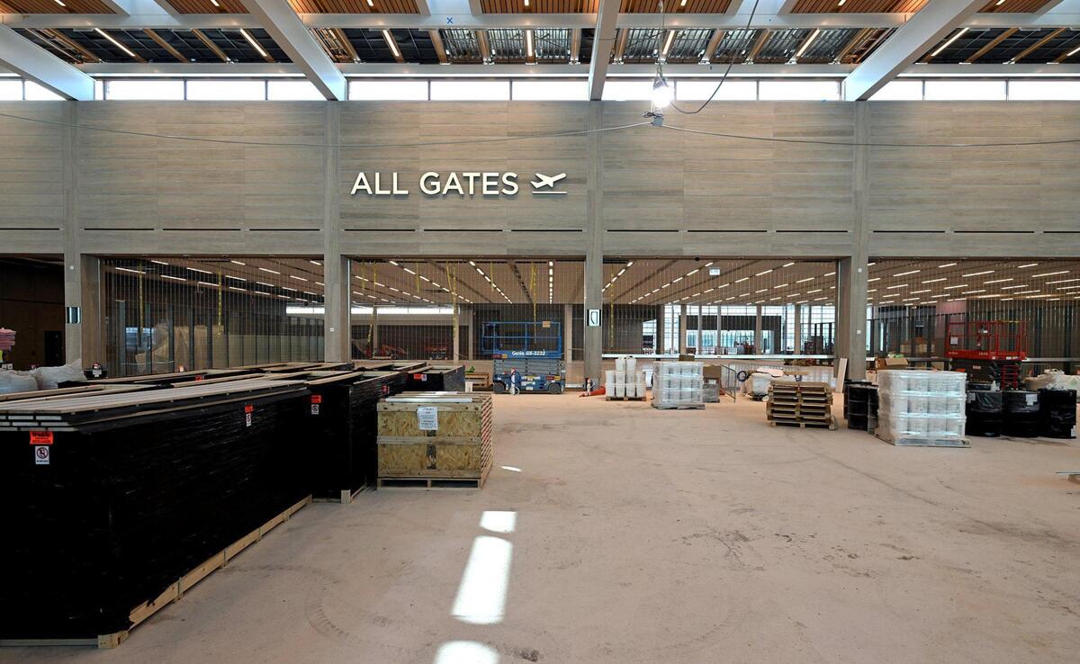 Construction on the new Kansas City International Airport continues and is about 90 percent complete. The airport is slated to open in March of 2023 and feature 39 gates. Above is the main entrance.
