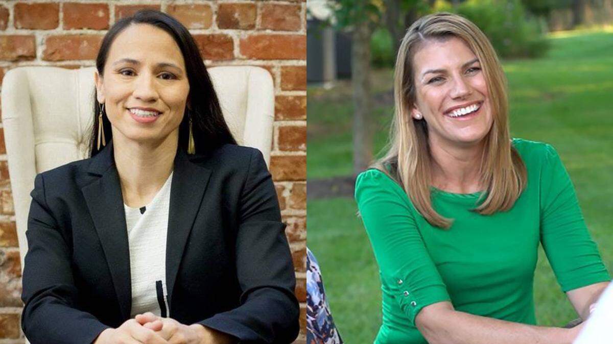 U.S. Rep. Sharice Davids and challenger Amanda Adkins