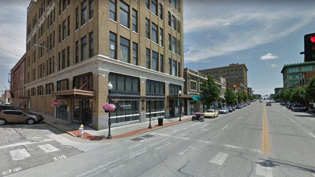 Police say a driver stopped for speeding in downtown Joplin, Missouri, got out and danced in the middle of the roadway on Aug. 8, 2018. This is a Google Maps view of the area from June 2017.