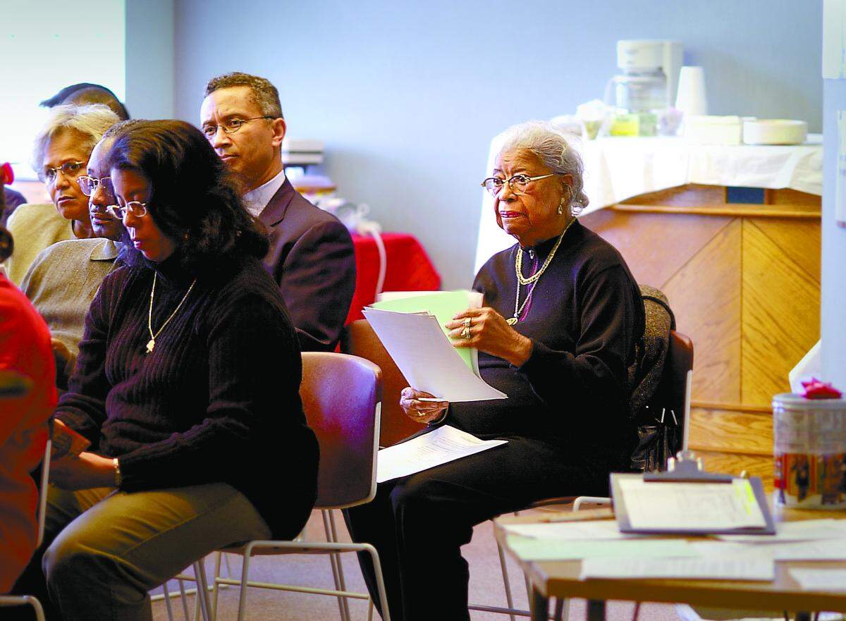 Nutter attends a meeting of the Northeast Johnson County chapter of the NAACP. The group helped pay Nutter during the Walker School walkout.