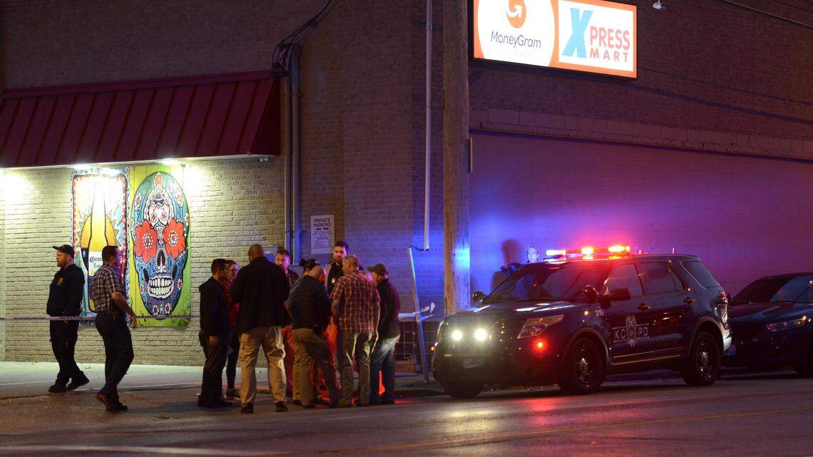 Kansas City police investigate a homicide Sunday at East Ninth Street and Prospect Avenue.