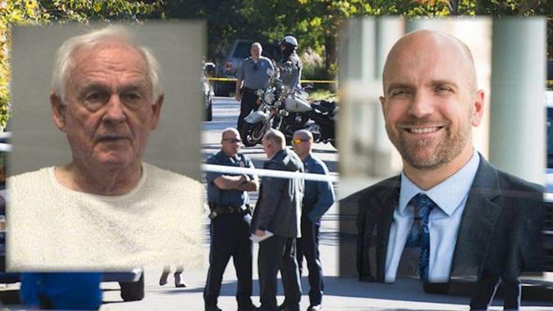 David G. Jungerman (left) is charged with first-degree murder in the death of attorney Tom Pickert (right).