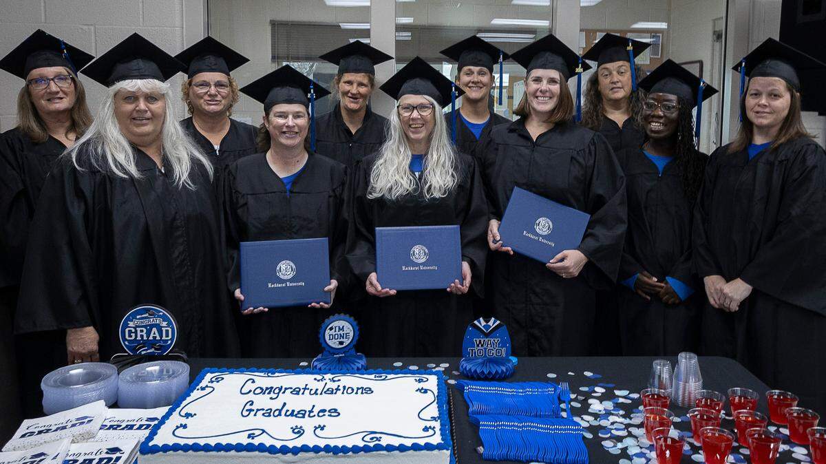A graduation ceremony was held at Chillicothe Correctional Center. Eleven participants earned associate’s degrees through a program sponsored by Rockhurst University.