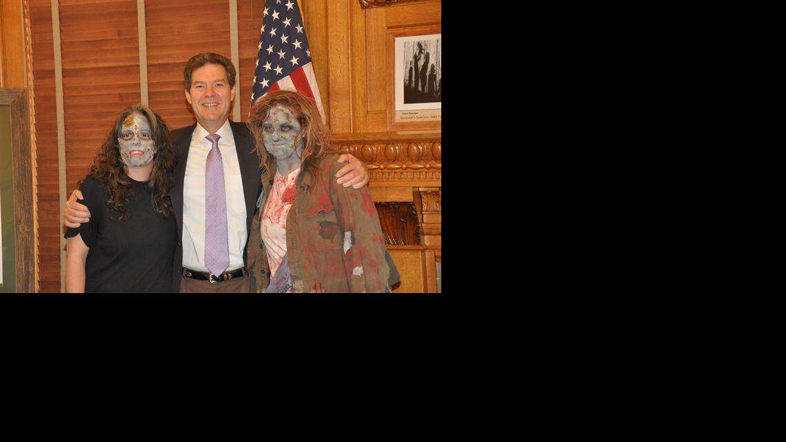 Kansas Gov. Sam Brownback at previous announcement of Zombie Preparedness Month