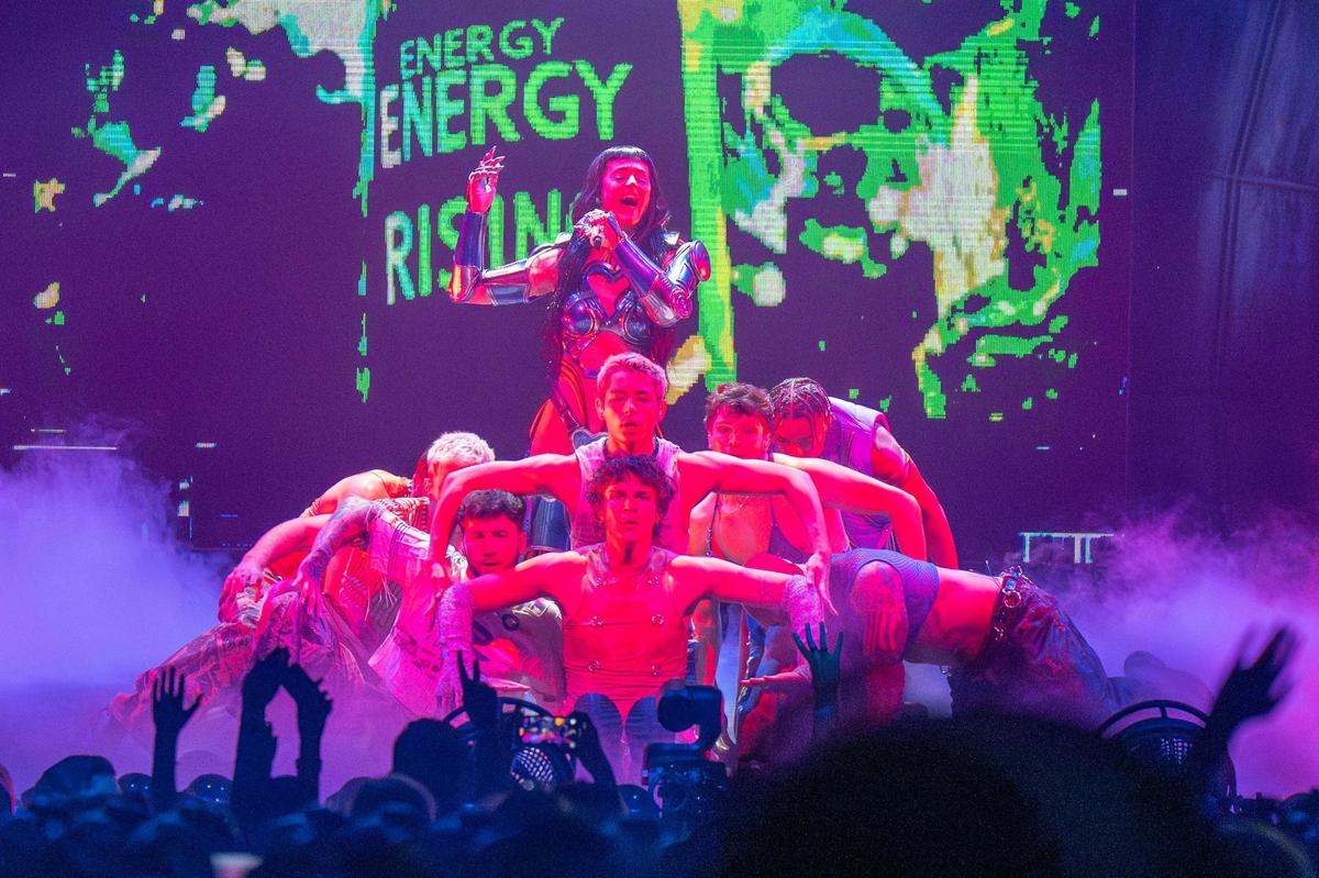 Singer Katy Perry performs the song “Teary Eyes” during her Lifetimes Tour at the T-Mobile Center on Saturday, May 10, 2025, in Kansas City.