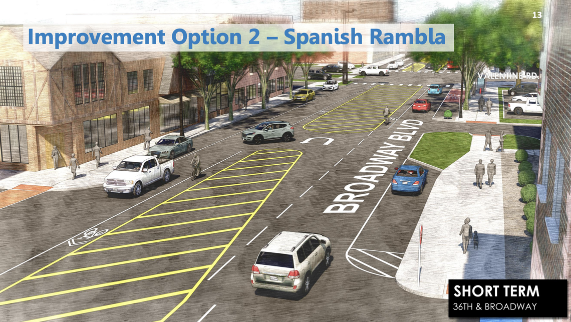 One of three proposed concepts for redesigning Broadway Boulevard through Kansas City in Midtown.