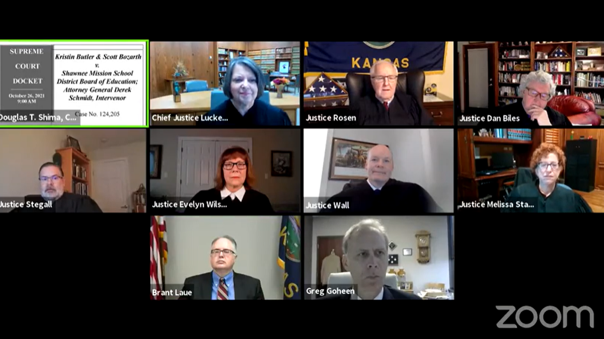 The Kansas Supreme Court held oral arguments over Zoom Tuesday in a case to decide the constitutionality of KS emergency laws.