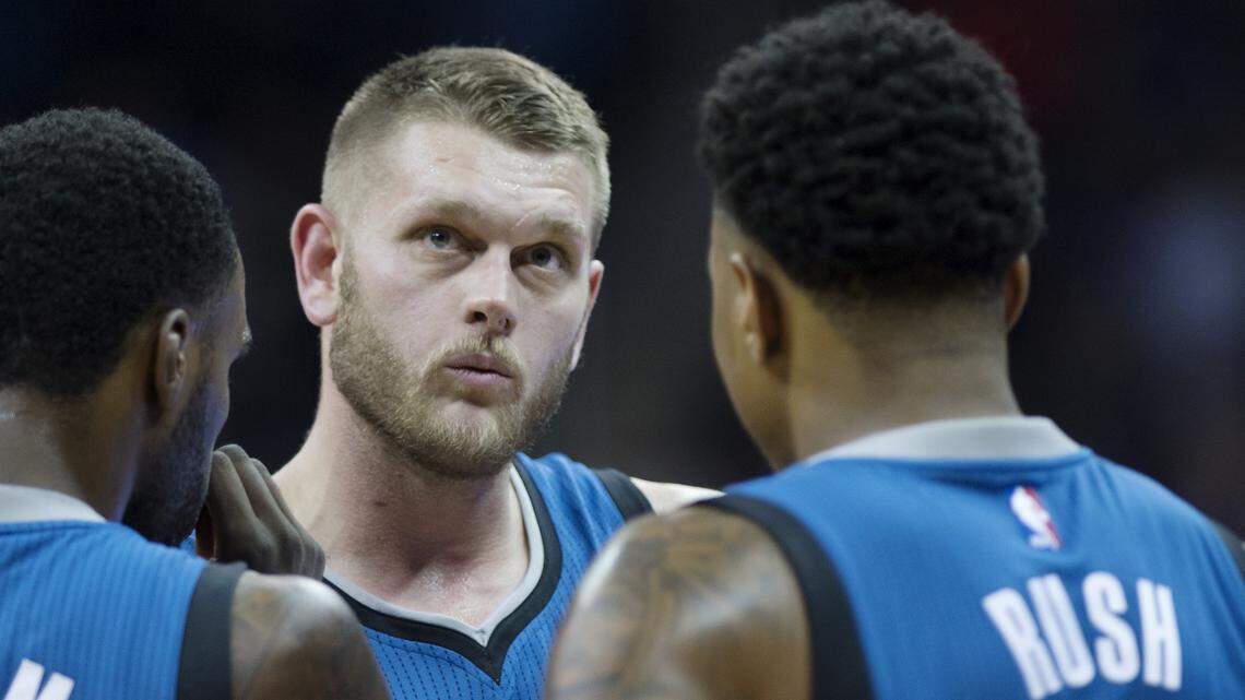 Cole Aldrich (center) had been with the Minnesota Timberwolves since 2016.