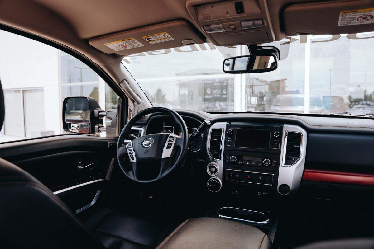 The interior of the truck.
