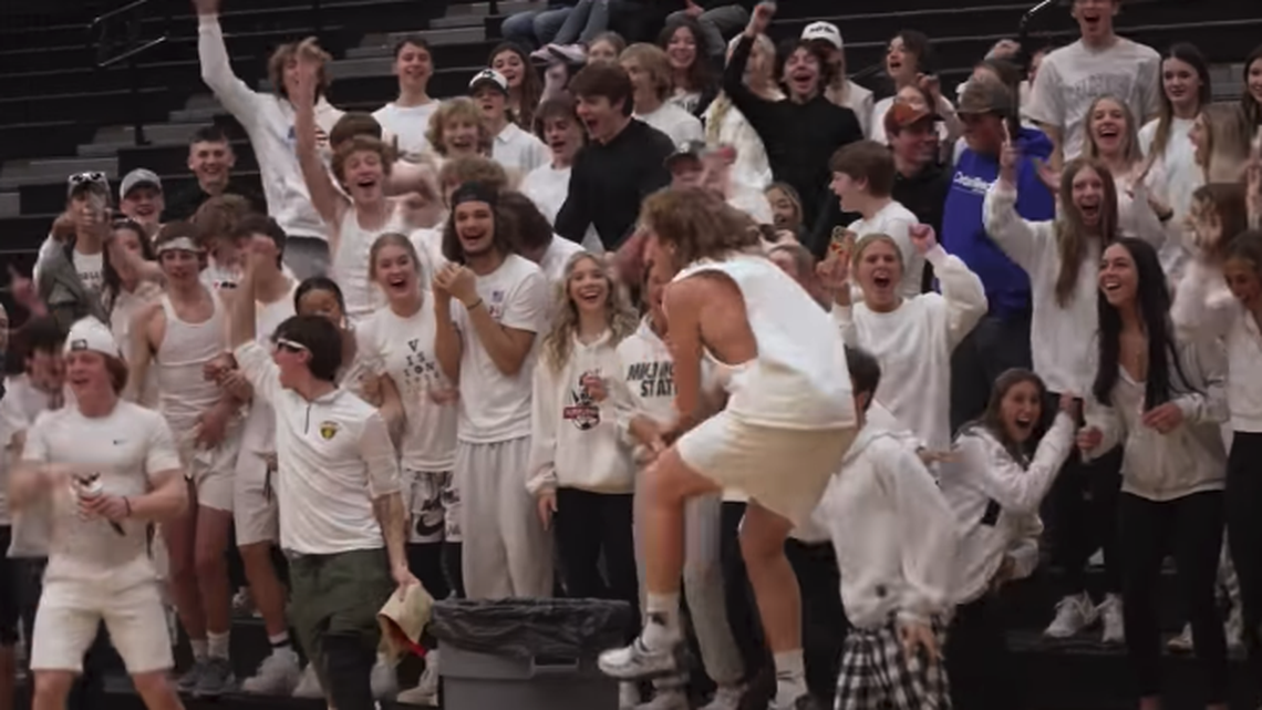 Students at Hamilton High School in Michigan celebrate the announcement of a snow day on Tuesday, Feb. 21.