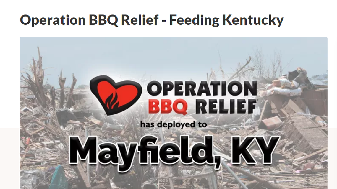 Operation BBQ Relief, based out of the Kansas City area, is sending help to tornado victims in Mayfield, Kentucky. A GoFundMe fundraising page supports their efforts.