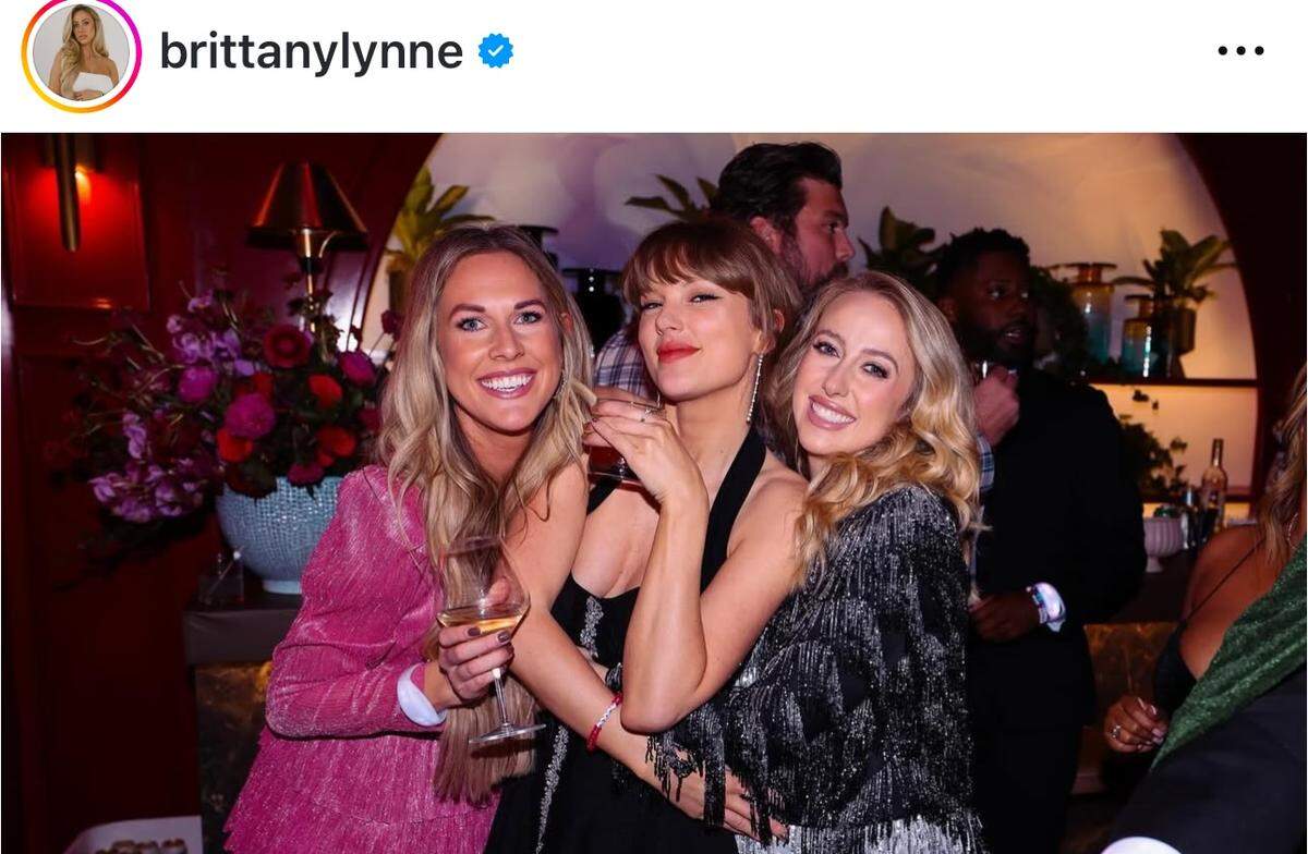 Brittany Mahomes, far right, has shared photos from a Taylor Swift party with an Eras Tour theme. That’s Lyndsay Bell, wife of Chiefs tight end Blake Bell, on the left.