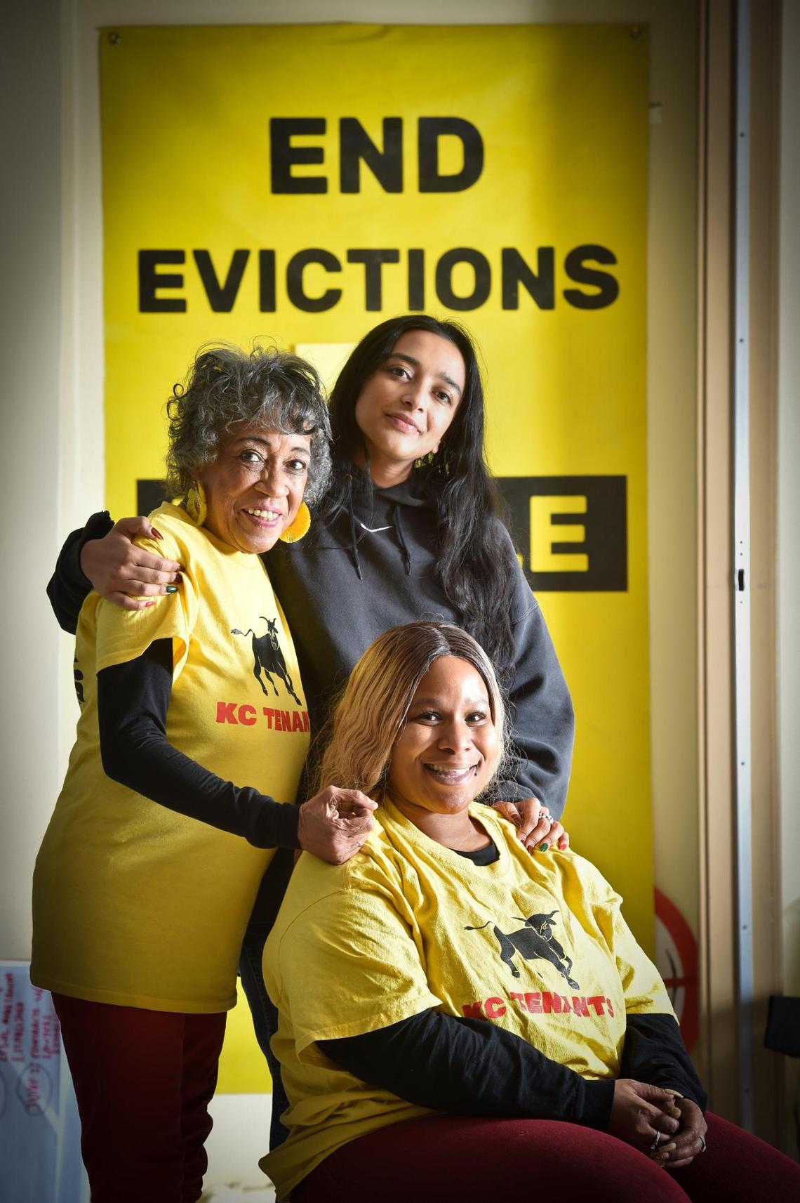 Three founders of KC Tenants, from left, Diane Charity, Tara Raghuveer and Tiana Caldwell.