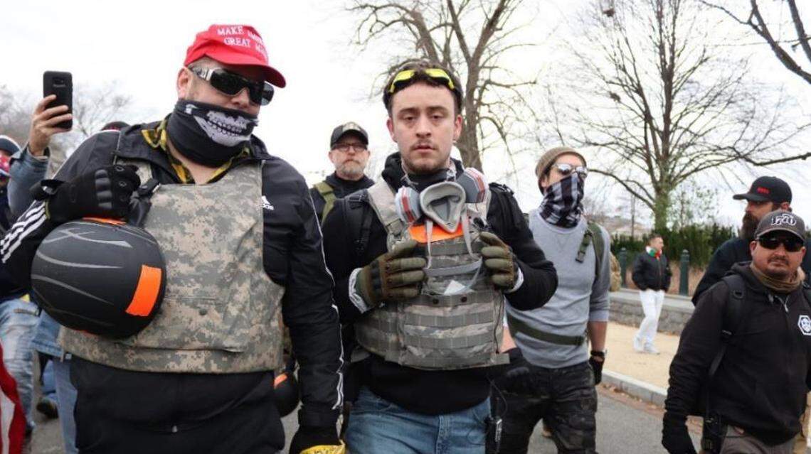 Ryan Ashlock, front center, seen at the Capitol insurrection on Jan. 6, 2021.