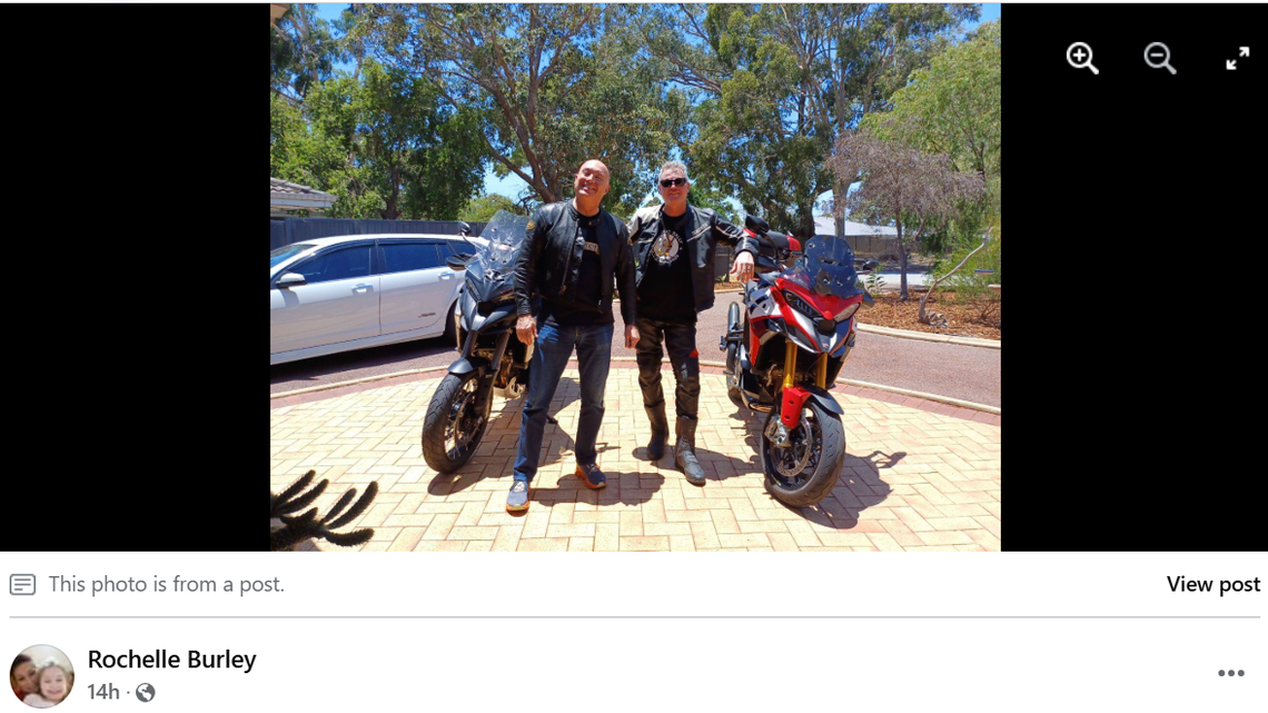 David Burley, left, in a Facebook photo. He died in a motorcycle crash in Wisconsin.