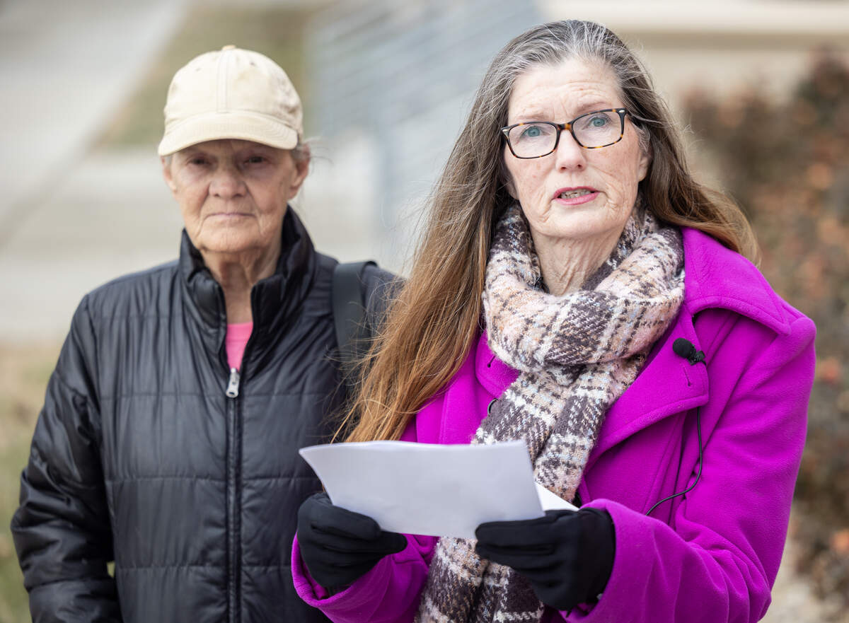 Cindy Caswell speaks at a news conference on Thursday, the eighth anniversary of her daughter Libby Caswell’s death in Independence.