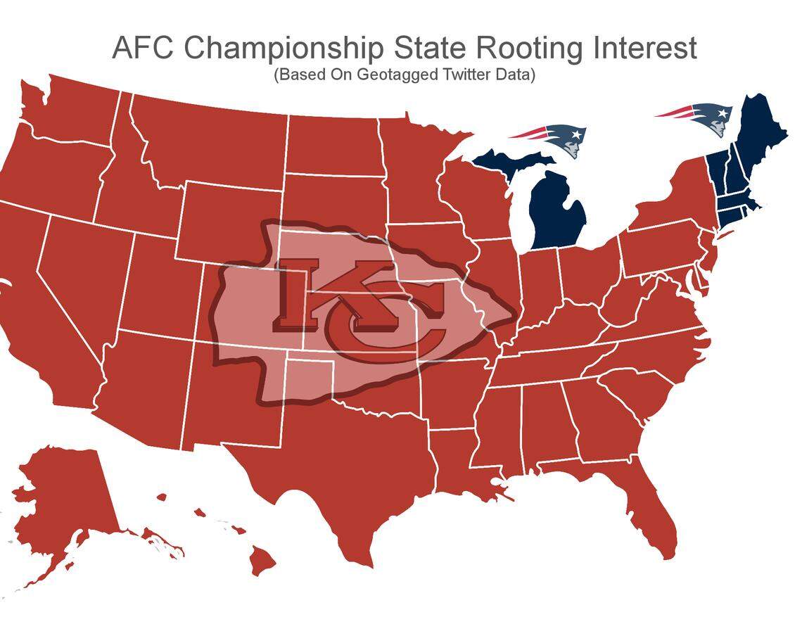 This map from 2019 showed that most of the nation was cheering for the Chiefs.