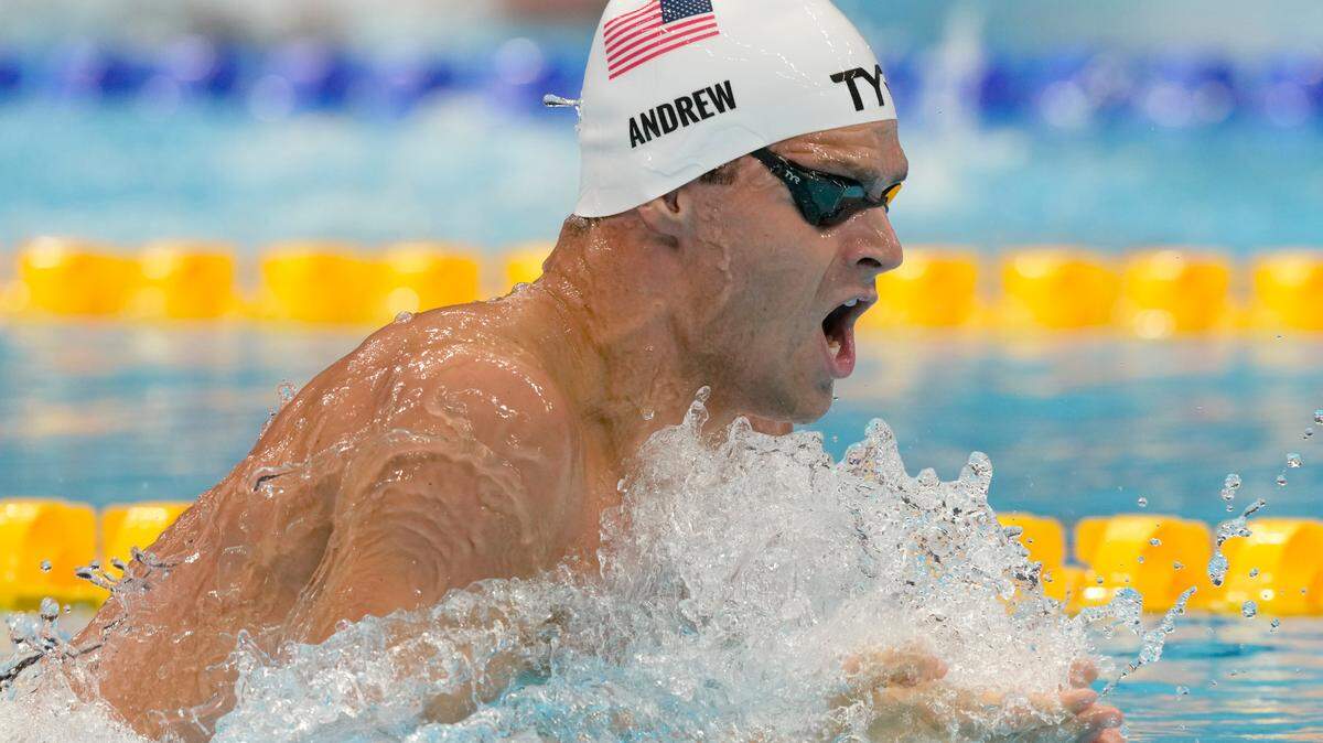 Michael Andrew of the the United States swims in a heat of the men’s 200-meter individual medley at the 2020 Summer Olympics, Wednesday, July 28, 2021, in Tokyo, Japan. (AP Photo/Martin Meissner)