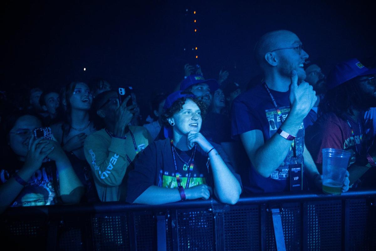 Members in the crowd watch Childish Gambino perform Monday at T-Mobile Center.