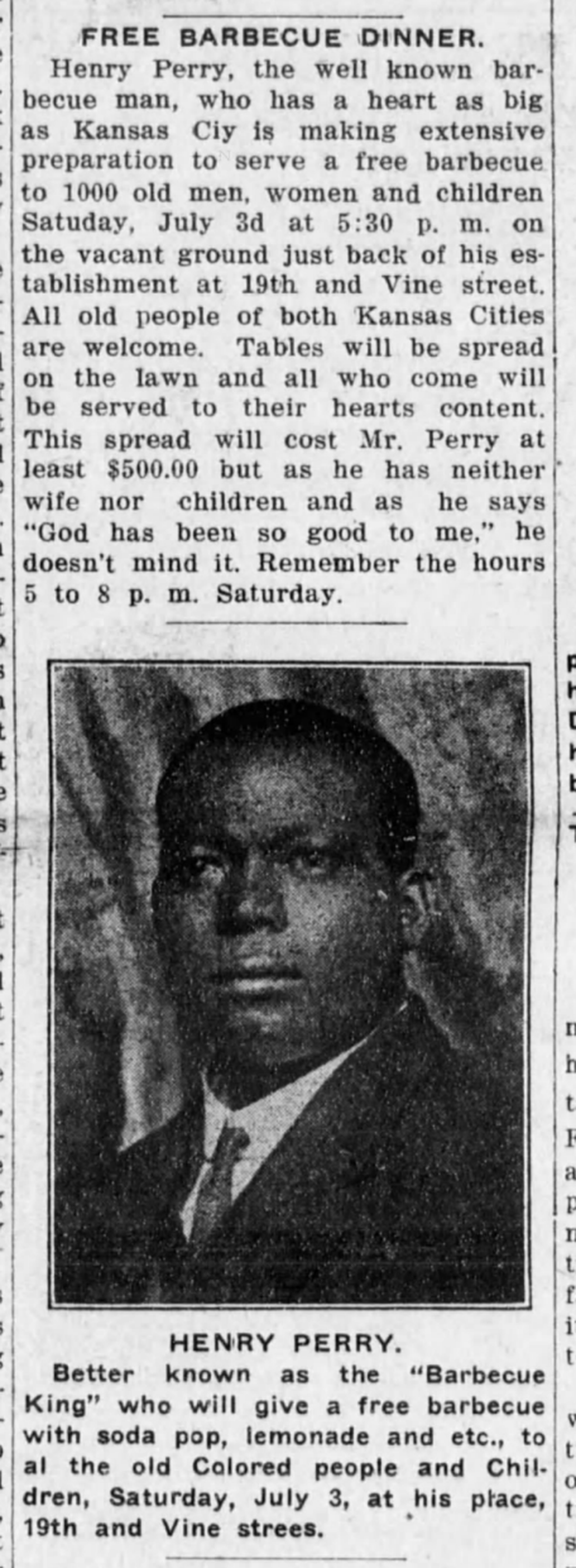 A clipping from a July 3, 1920 article in the Kansas City Sun.